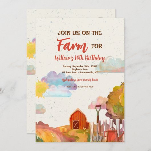 赤い納屋 招待状 (正面/裏面)