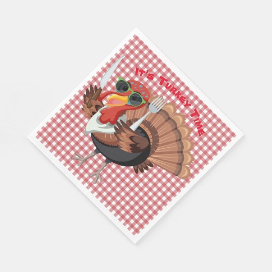 赤い紙のナプキンでトルコ市松模様にの時間だ スタンダードランチョンナプキン (角)