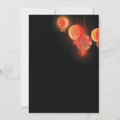 赤い紙のランタン 結婚式の写真 保存日付 招待状 (裏面)