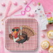 赤い紙プレートでトルコ市松模様にの時間 ペーパープレート (パーティー)