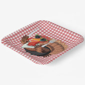 赤い紙プレートでトルコ市松模様にの時間 ペーパープレート (傾斜あり)