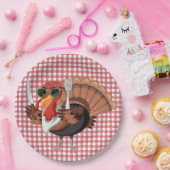 赤い紙プレートでトルコ市松模様にの時間 ペーパープレート (パーティー)