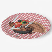 赤い紙プレートでトルコ市松模様にの時間 ペーパープレート (アングル)