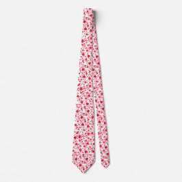 赤い紙吹雪ハートパターン ネクタイ
