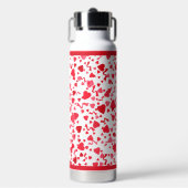 赤い紙吹雪ハート ウォーターボトル (正面)