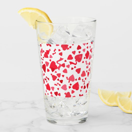 赤い紙吹雪ハート タンブラーグラス (アイス正面)