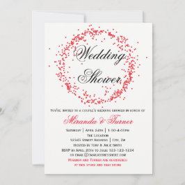 赤い紙吹雪-カップルのウェディングシャワーの招待状 招待状