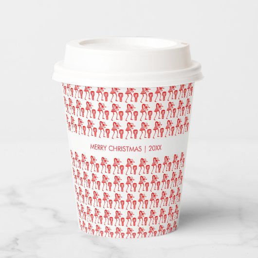赤い素晴らしシルエットとハッピーダンス 紙コップ (正面)