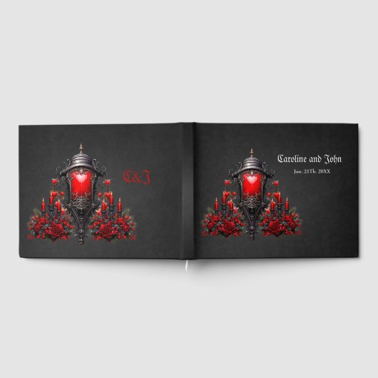 赤い素晴らしバラとゲートデザイン。 ゲストブック (全面)