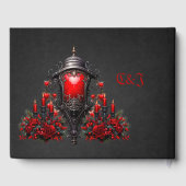 赤い素晴らしバラとゲートデザイン。 ゲストブック (裏面)