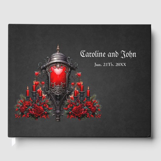 赤い素晴らしバラとゲートデザイン。 ゲストブック (正面)