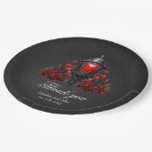 赤い素晴らしバラとゲートデザイン。 ペーパープレート (アングル)