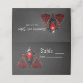 赤い素晴らしバラと門デザイン プレイスカード (外部開封)