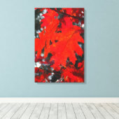 赤い素晴らしメープル絵画リーフ キャンバスプリント (インサイチュ (ウッドフロア))