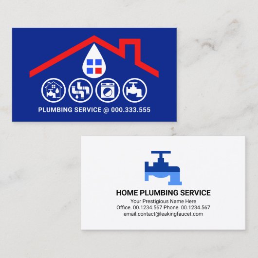 赤い素晴らし屋根のフレームの手書きツール 名刺 (正面/裏面)