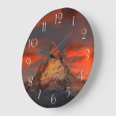 赤い素晴らし空の風景 ラージ壁時計 (傾斜)