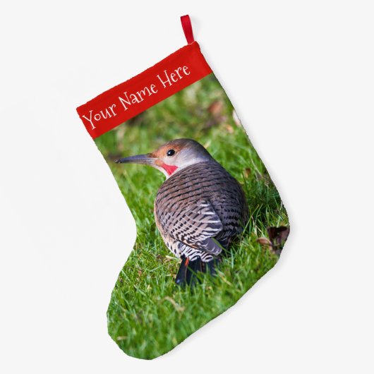 赤い素晴らし軸の北フリッカ ラージクリスマスストッキング (裏面 (吊り時))