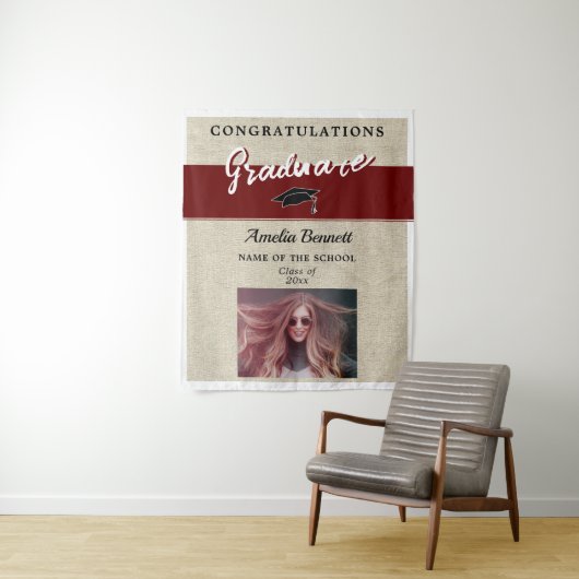 赤い素朴おめでとうパーティーの写真 タペストリー (インサイチュ)