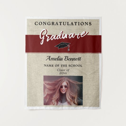 赤い素朴おめでとうパーティーの写真 タペストリー (正面)