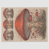 赤い素朴きのこのフォークアートデコパージュ 薄葉紙 (正面)