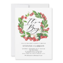 赤い素朴さくらんぼリース男の子の赤ちゃんシャワー