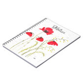 赤い素朴なケシの花フローラ野花ケシ ノートブック (左側)