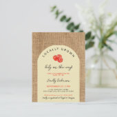 赤い素朴りんご地元で育った赤モダンちゃんシャワー ポストカード (スタンド正面)