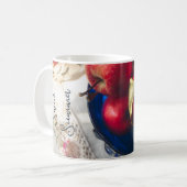 赤い素朴りんご、花、リボン コーヒーマグカップ (正面左)