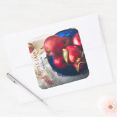 赤い素朴りんご、花、リボン スクエアシール (封筒)