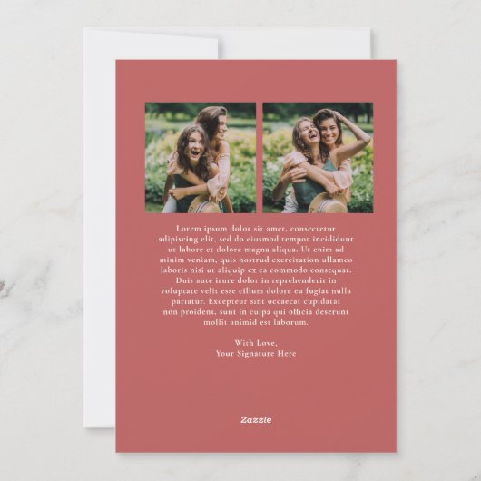 赤い素朴ギンガムアーチ写真クリスマモダンス シーズンカード (裏面)