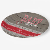 赤い素朴ギンガムウッドガールベビーシャワーBBQ ペーパープレート (アングル)