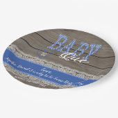 赤い素朴ギンガムウッドボーイベビーシャワーBBQ ペーパープレート (アングル)