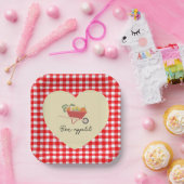 赤い素朴ギンガムカントリー赤ちゃんシャワー ペーパープレート (パーティー)