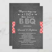 赤い素朴ギンガムシャルボードI DO BBQ招待状 招待状 (正面/裏面)