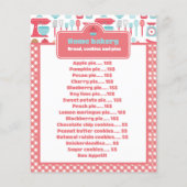 赤い素朴ギンガムベーカリーメニュー&価格表 (裏面)