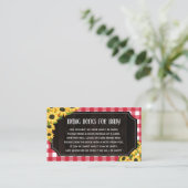 赤い素朴ギンガム&ひまわりの花ベビー エンクロージャーカード (スタンド正面)