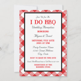 赤い素朴ギンガムI do BBQウェディングレセプション 招待状