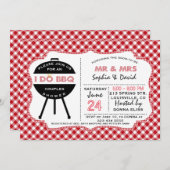 赤い素朴ギンガムI DO BBQカップルのシャワー招待状 招待状 (正面/裏面)
