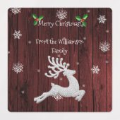 赤い素朴クリスマスのトナカイベーキングラベル ラベル (デザイン2)