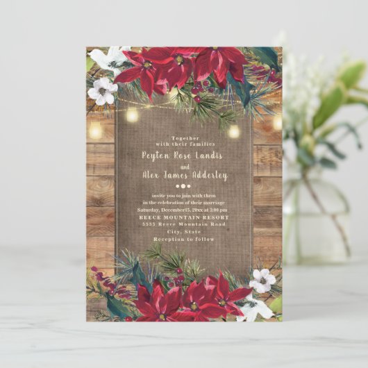 赤い素朴クリスマスの花きらら光 招待状 (スタンド正面)