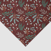 赤い素朴クリスマスの葉のパターン 薄葉紙 (詳細)