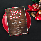 赤い素朴クリスマスキャンディケーンジョイ赤ちゃんシャワー 招待状