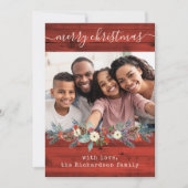 赤い素朴クリスマスグリーン |写真とスクリプト シーズンカード (正面)