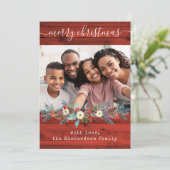 赤い素朴クリスマスグリーン |写真とスクリプト シーズンカード (スタンド正面)