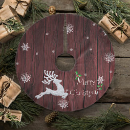 赤い素朴クリスマストナカイ ブラッシュドポリエステルツリースカート