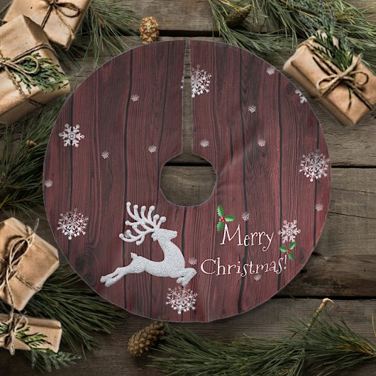 赤い素朴クリスマストナカイ ブラッシュドポリエステルツリースカート