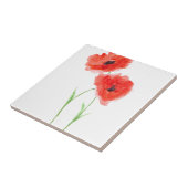 赤い素朴ケシの花の水色ケシ タイル (側面)