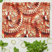 赤い素朴サンゴのロゼットを刻んだ反復 キッチンタオル (折り畳み)