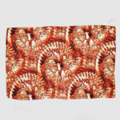 赤い素朴サンゴのロゼットを刻んだ反復 ゴルフタオル (横)