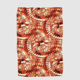 赤い素朴サンゴのロゼットを刻んだ反復 ゴルフタオル